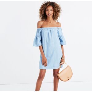 Madewell Chambray Off-the-shoulder Dress L